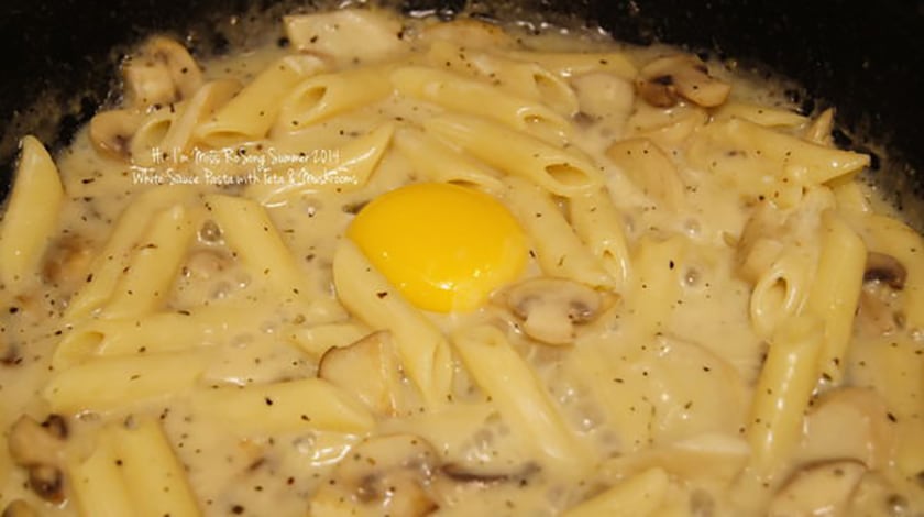 【美味食譜x美酒】羊奶乳酪蘑菇筆管麵 Cream sauce pasta with Feta & Mushrooms